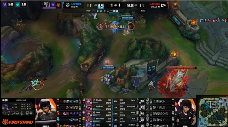 【蜗牛电竞】🎮德玛西亚！Dhokla盖伦单防Redbert牛头 LYON先行拿下赛点