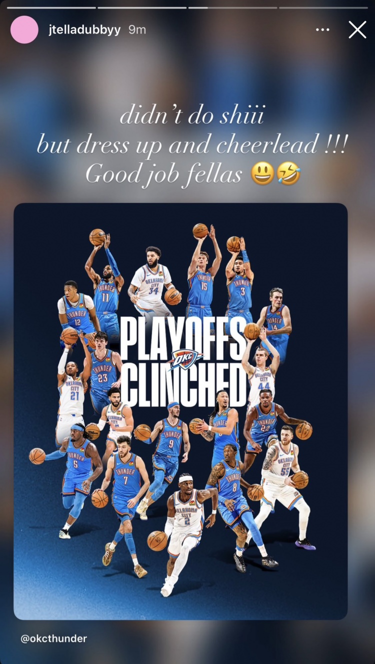 躺进季后赛！杰伦威赛后发海报自嘲：除了在场边加油 我啥也没干