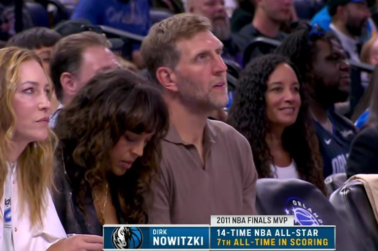 德国元素拉满！今日湖人VS魔术比赛 独行侠名宿诺维茨基现场观战