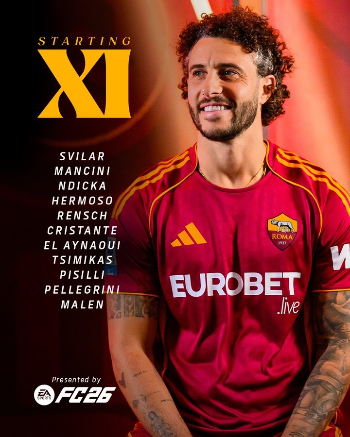 罗马vs莱切首发：马伦领衔，佩莱格里尼、齐米卡斯、皮西利首发