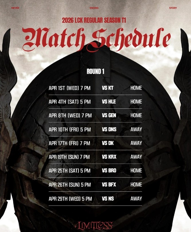 【万博电竞】LCK常规赛T1赛程表：首轮4月4日、8日接连迎战HLE、GEN