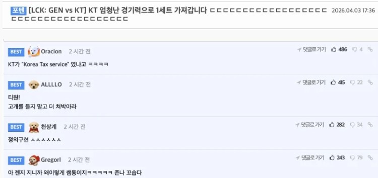 韩网热议KT胜GEN：实现正义，KT税务厅征税完毕【球盟会】