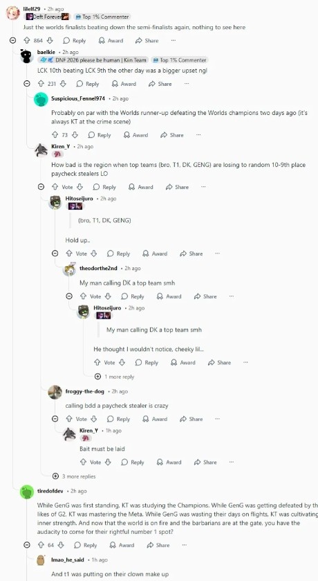 Reddit热议KT战胜GEN:对不起GEN,Aiming是更好的罪犯AD