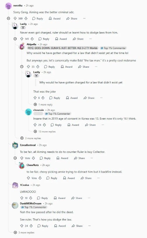 Reddit热议KT战胜GEN:对不起GEN,Aiming是更好的罪犯AD