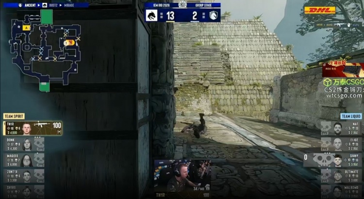 🎮donk依旧碾压sh1ro大狙稳准狠 双子星带队Spirit击败Liquid