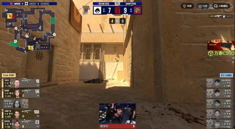 🎮donk终于等到队友苏醒！zont1x成最大帮手 Spirit艰难击败RC