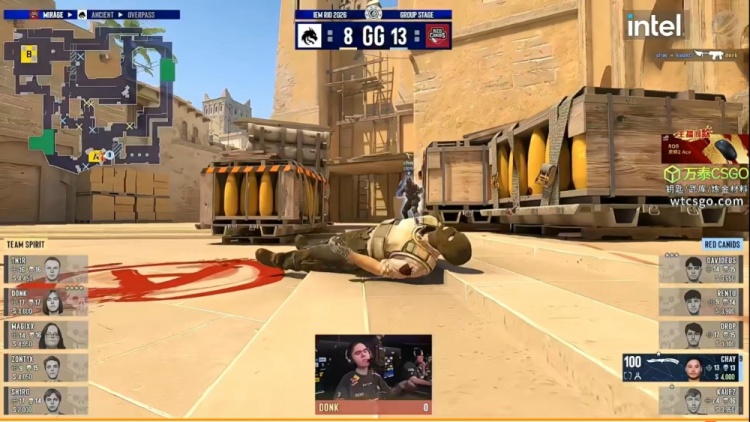 🎮donk终于等到队友苏醒！zont1x成最大帮手 Spirit艰难击败RC