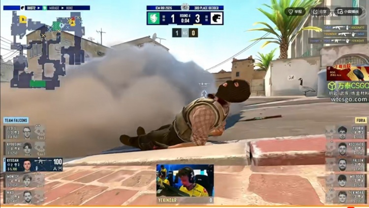 🎮黑闪他闪不动啊！m0NESY大狙强势Carry砍25杀 Falcons赢图一