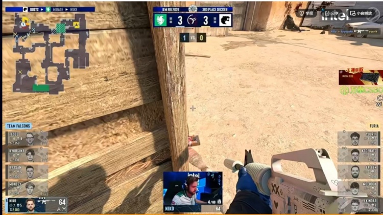 🎮黑闪他闪不动啊！m0NESY大狙强势Carry砍25杀 Falcons赢图一