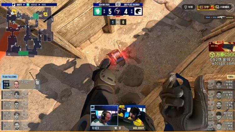 🎮黑闪他闪不动啊！m0NESY大狙强势Carry砍25杀 Falcons赢图一