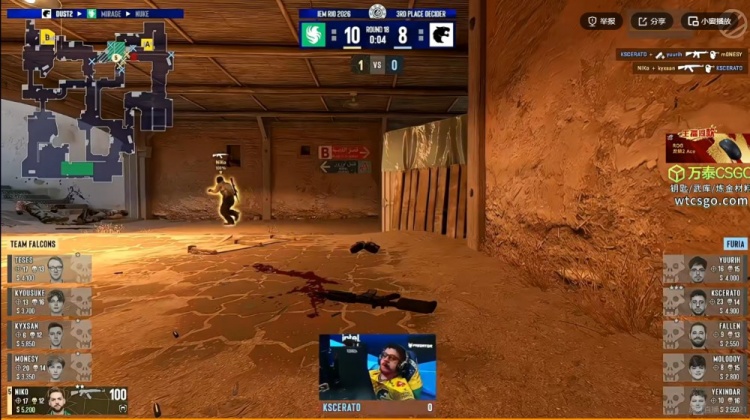 🎮黑闪他闪不动啊！m0NESY大狙强势Carry砍25杀 Falcons赢图一