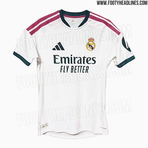 皇马新赛季主场球衣谍照流出：白色主色调辅以深绿粉色点缀