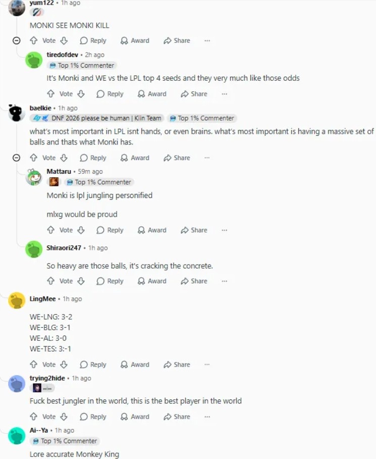 【蜗牛电竞】Reddit热议WE战胜AL:梦奇LPL最强打野;世界正聚焦于WE