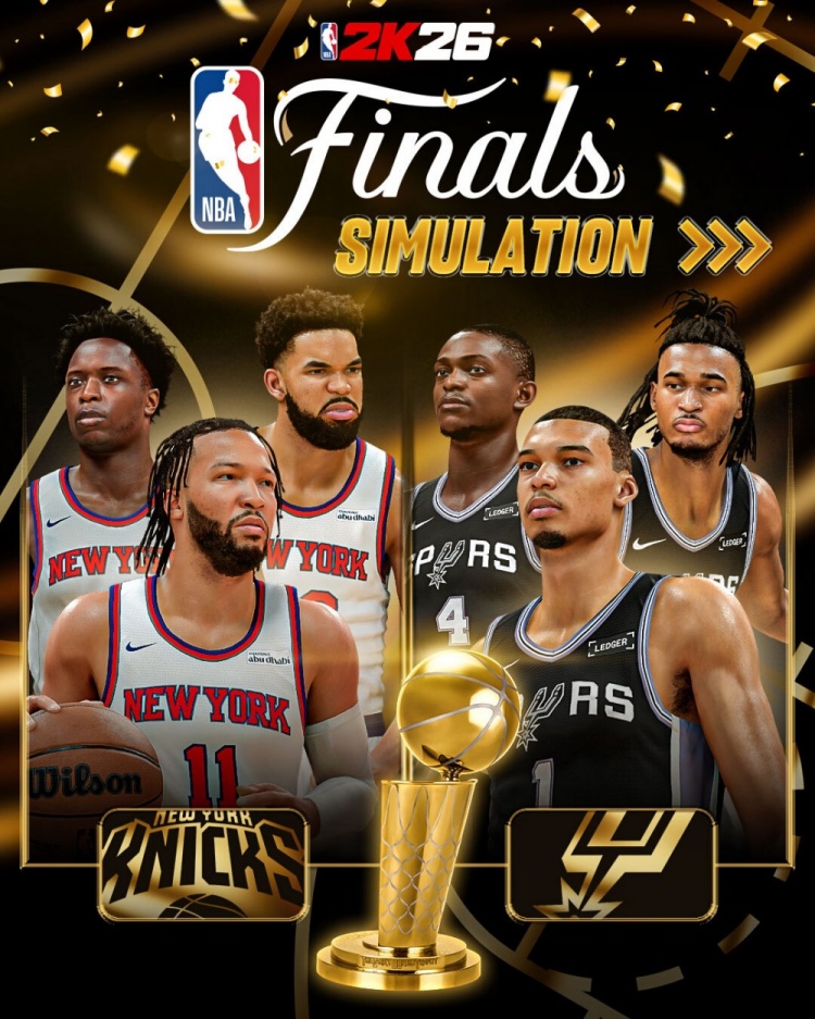 NBA2K模拟总决赛：马刺4-2夺冠 文班亚马荣膺FMVP