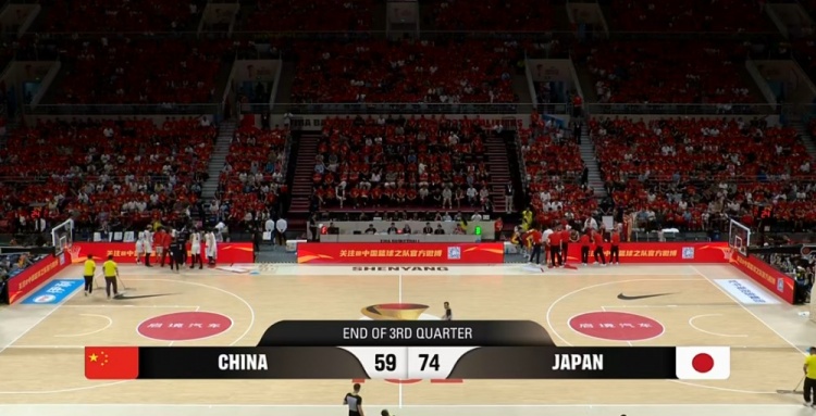 分差继续扩大！前三节中国男篮已经落后日本男篮15分
