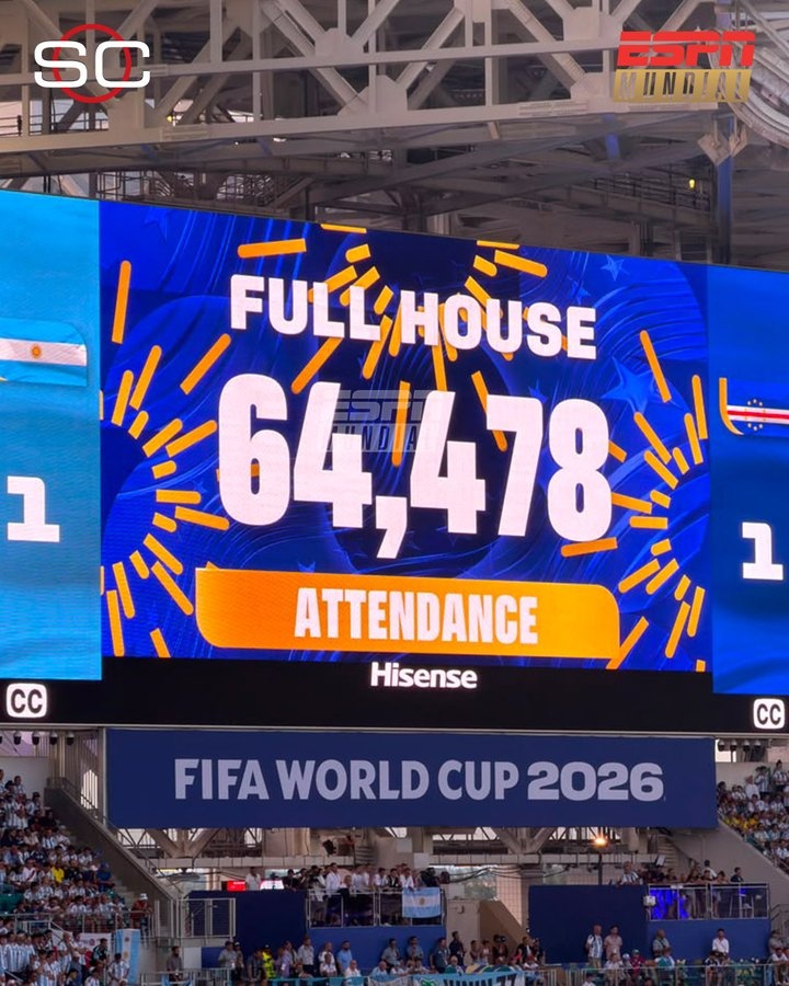 值回票价，64478人在迈阿密现场观战阿根廷3-2佛得角比赛