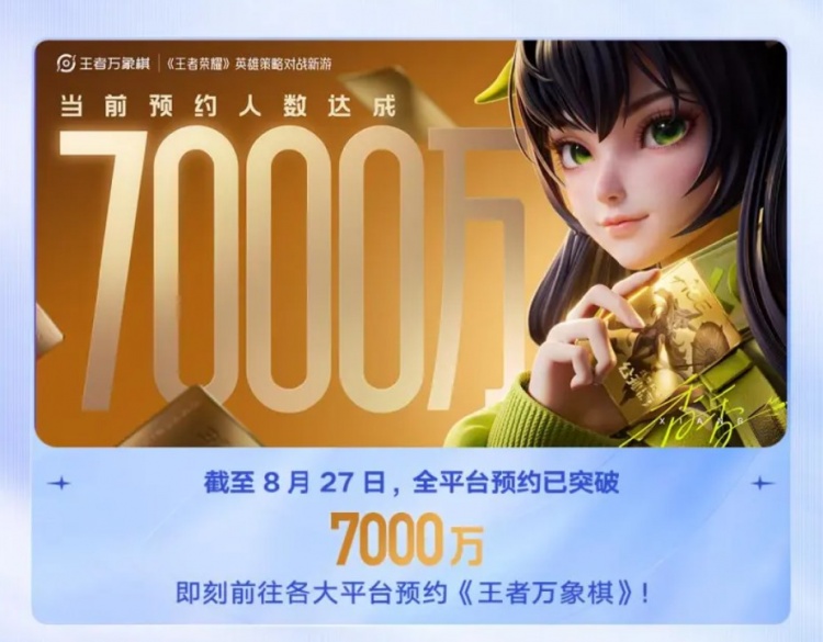 《王者万象棋》定档2026年9月10日,预约人数突破 7000万!