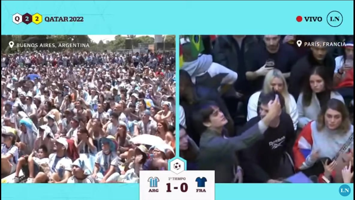 迪马利亚进球！阿根廷首都vs法国首都球迷反应