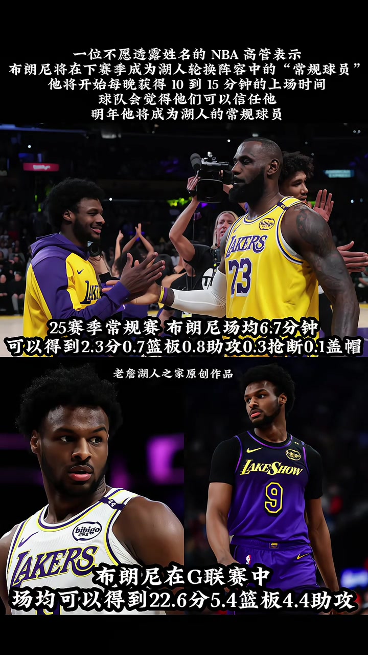 一位不愿透露姓名的NBA高管透露布朗尼下赛季将进入常规轮换！