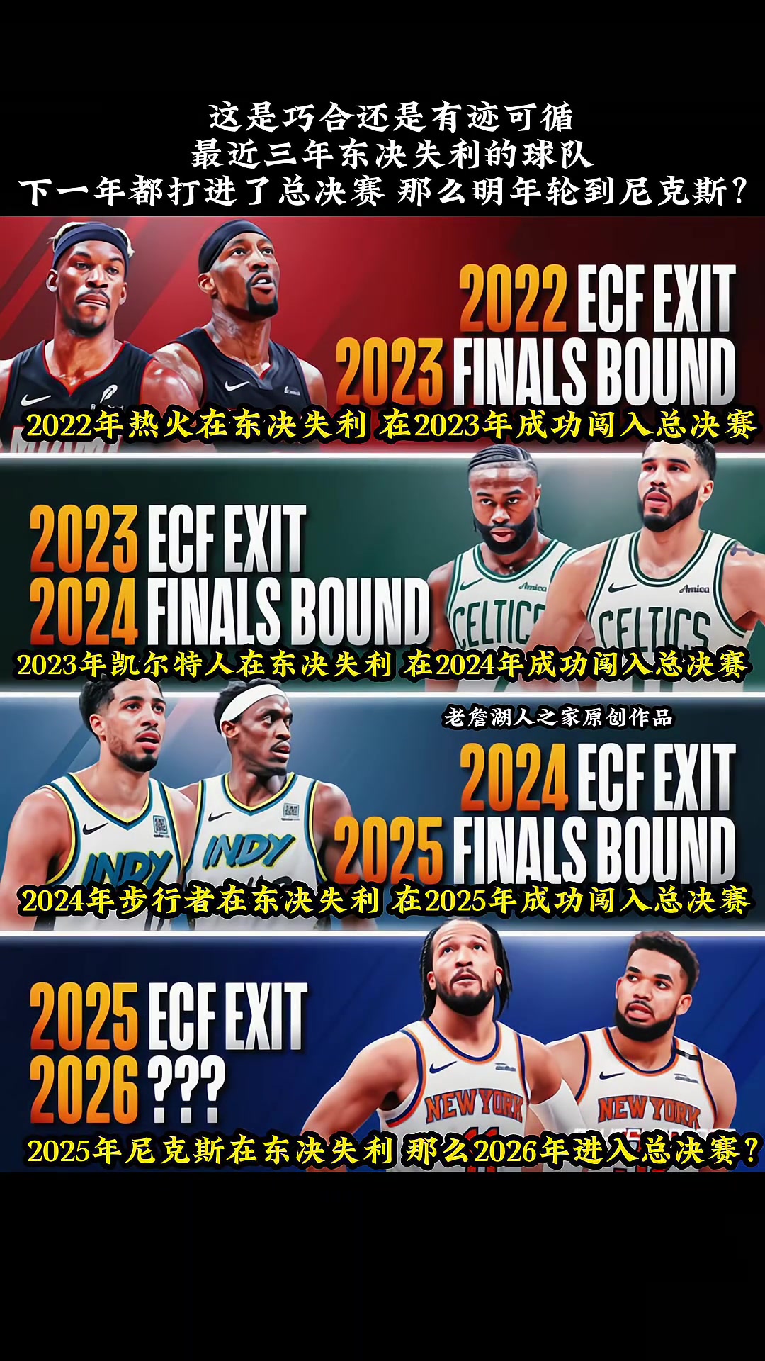 最近三年东决失利的队伍下一年都进入总