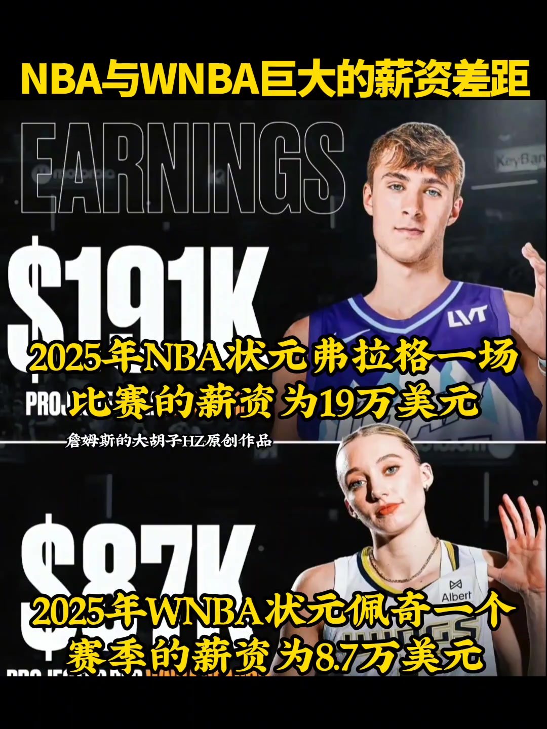 差距简直逆天！NBA状元一场赚19万 WNBA状元一年才9万