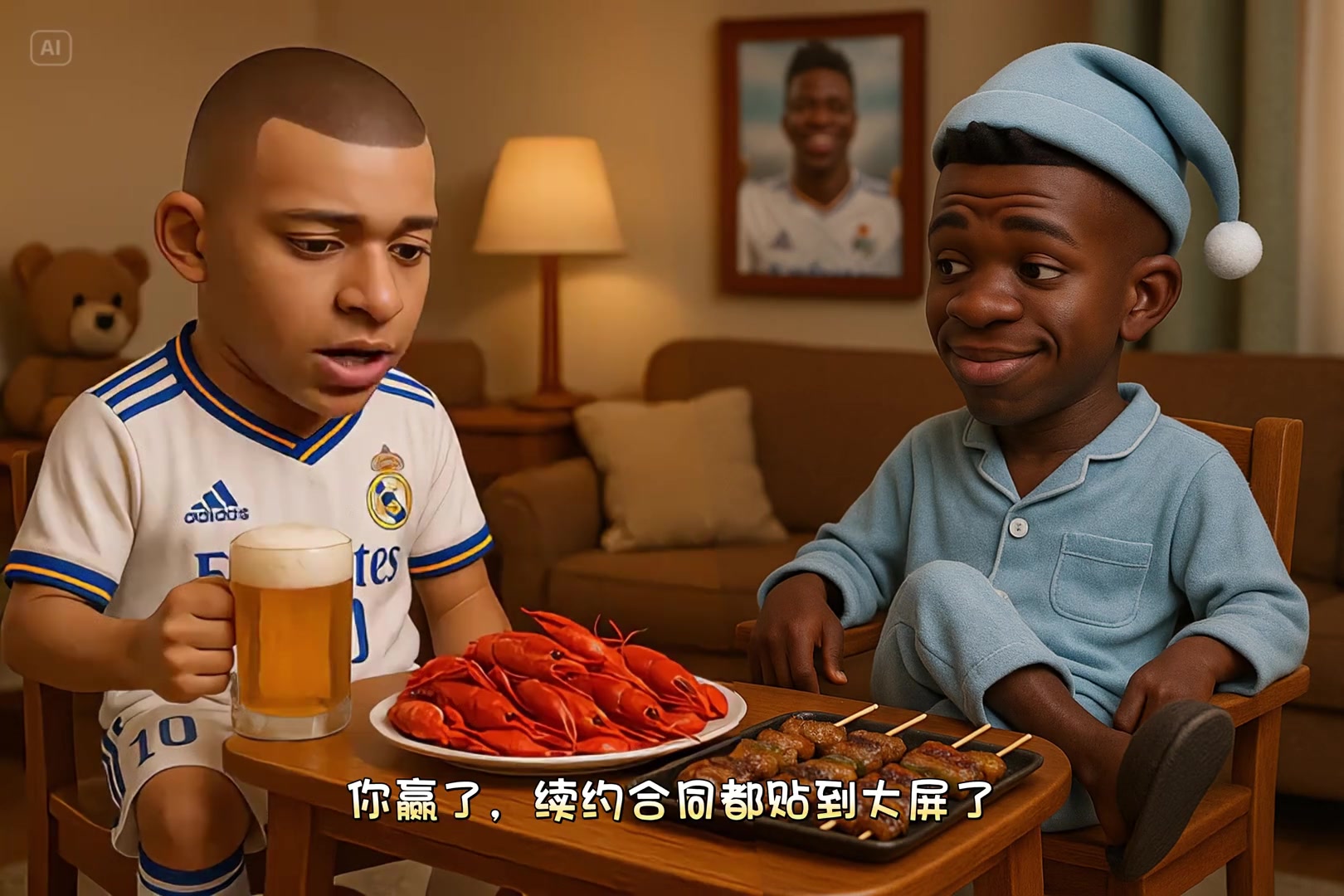 球迷恶搞：Q版姆巴佩vsQ版维尼修斯