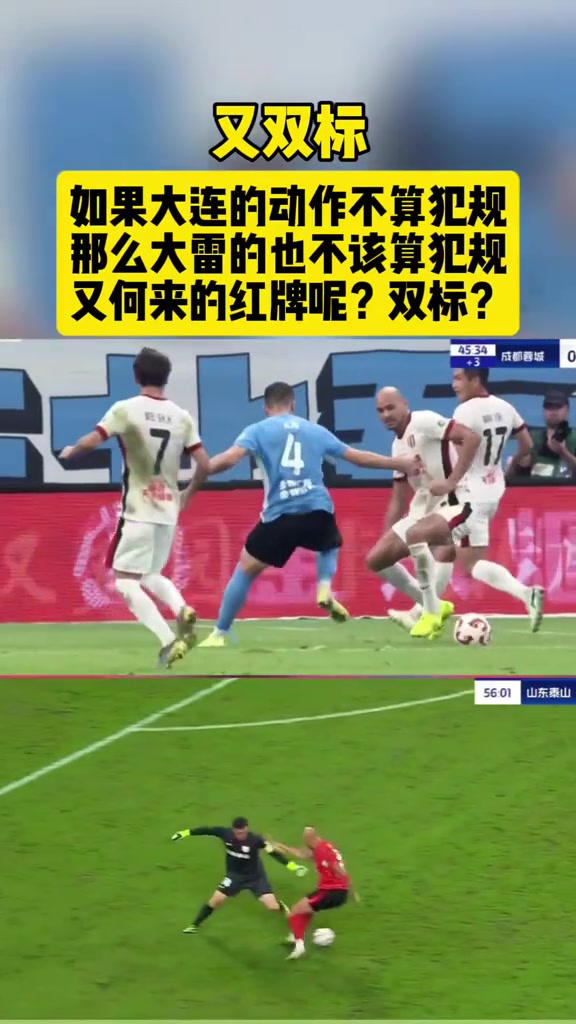 泰山球迷：双标！如果大连的不是红牌，那大雷何来的红牌？