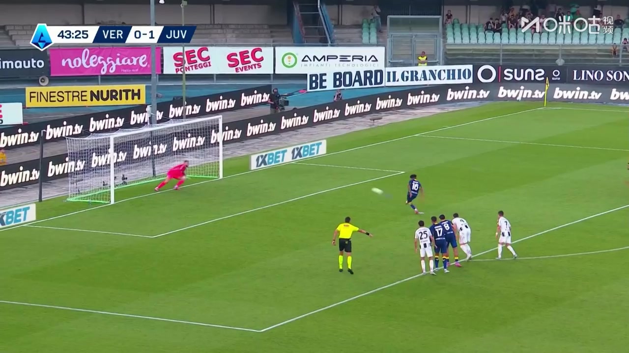 尤文1-1遭扳平！若昂-马里奥禁区内手球送点！奥尔班点球破门！