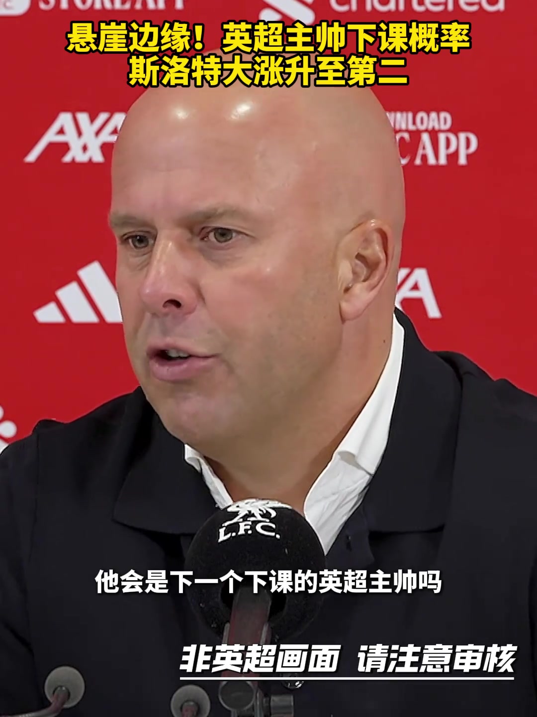 英超主帅下课赔率:斯洛特升至次席,阿莫林并列第6