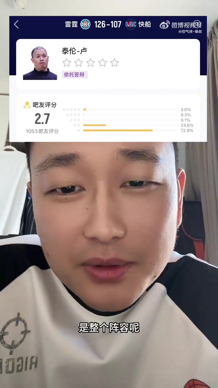 快船博主:哈登一下场就被雷霆打了17-0!卢指导让人看不懂