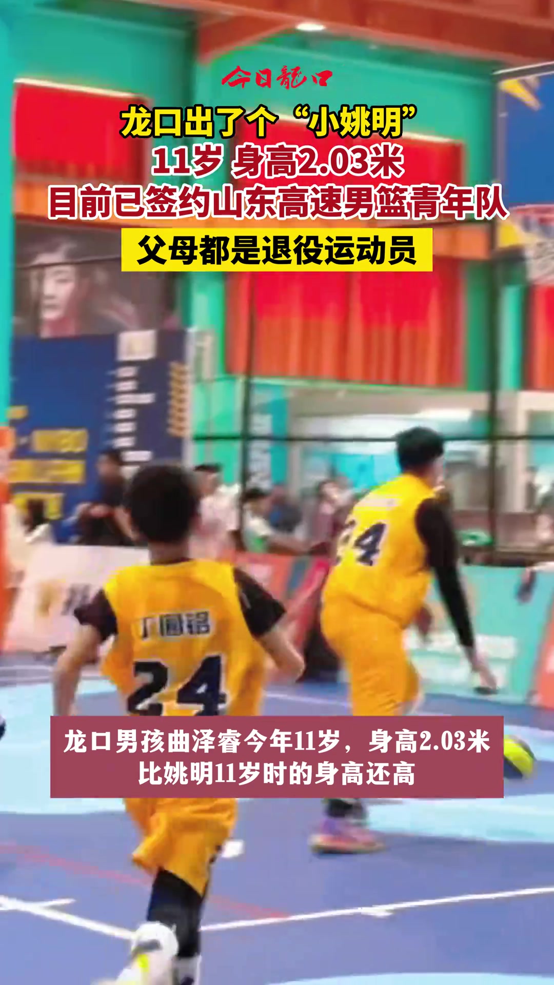山东龙口出了个“小姚明”！11岁，身高2.03...