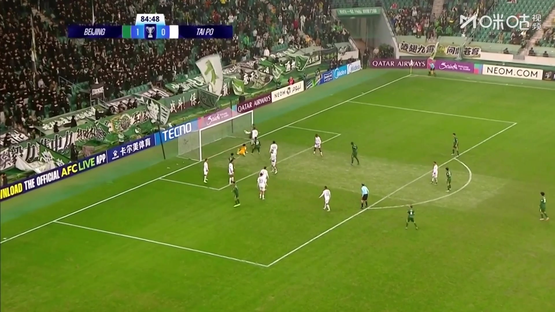 灵巧！国安角球开出，塞尔吉尼奥背身机敏一蹭破门