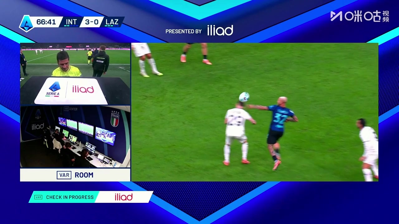 进球取消！泽林斯基远射破门！主裁查看VAR判罚迪马尔科手球！