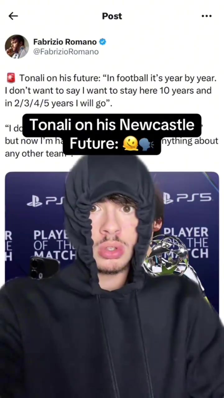 句句不离！纽卡tv：托纳利去更大的俱乐部也会祝福，不像某人就行