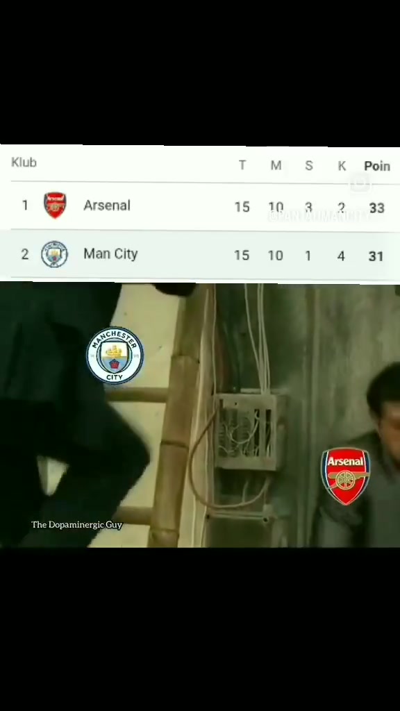 熟悉的剧情！网友恶搞曼城和阿森纳积分榜