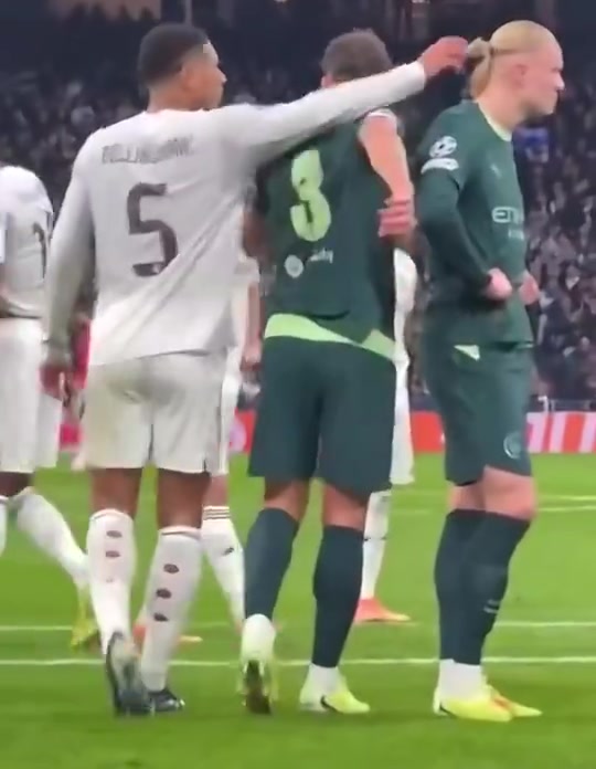 哈兰德罚点前贝林厄姆想碰他头发