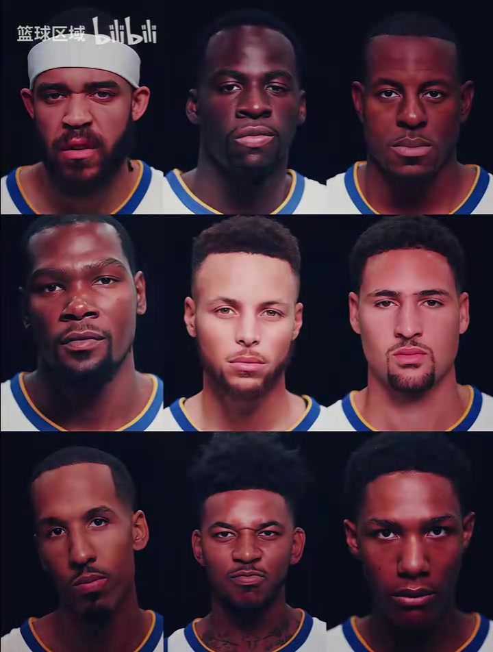 经典阵容！17/18勇士球员大头照！你最喜欢哪一年的勇士？