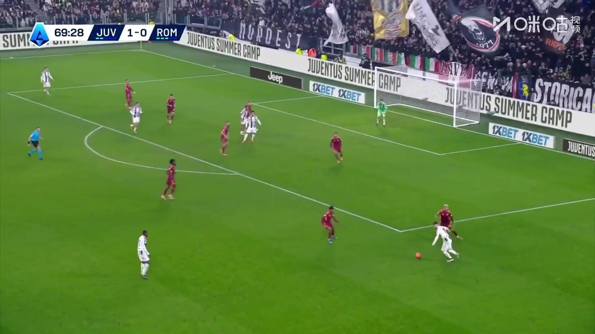 尤文2-0罗马！麦肯尼头球造成斯维拉尔脱手，奥蓬达补射得手