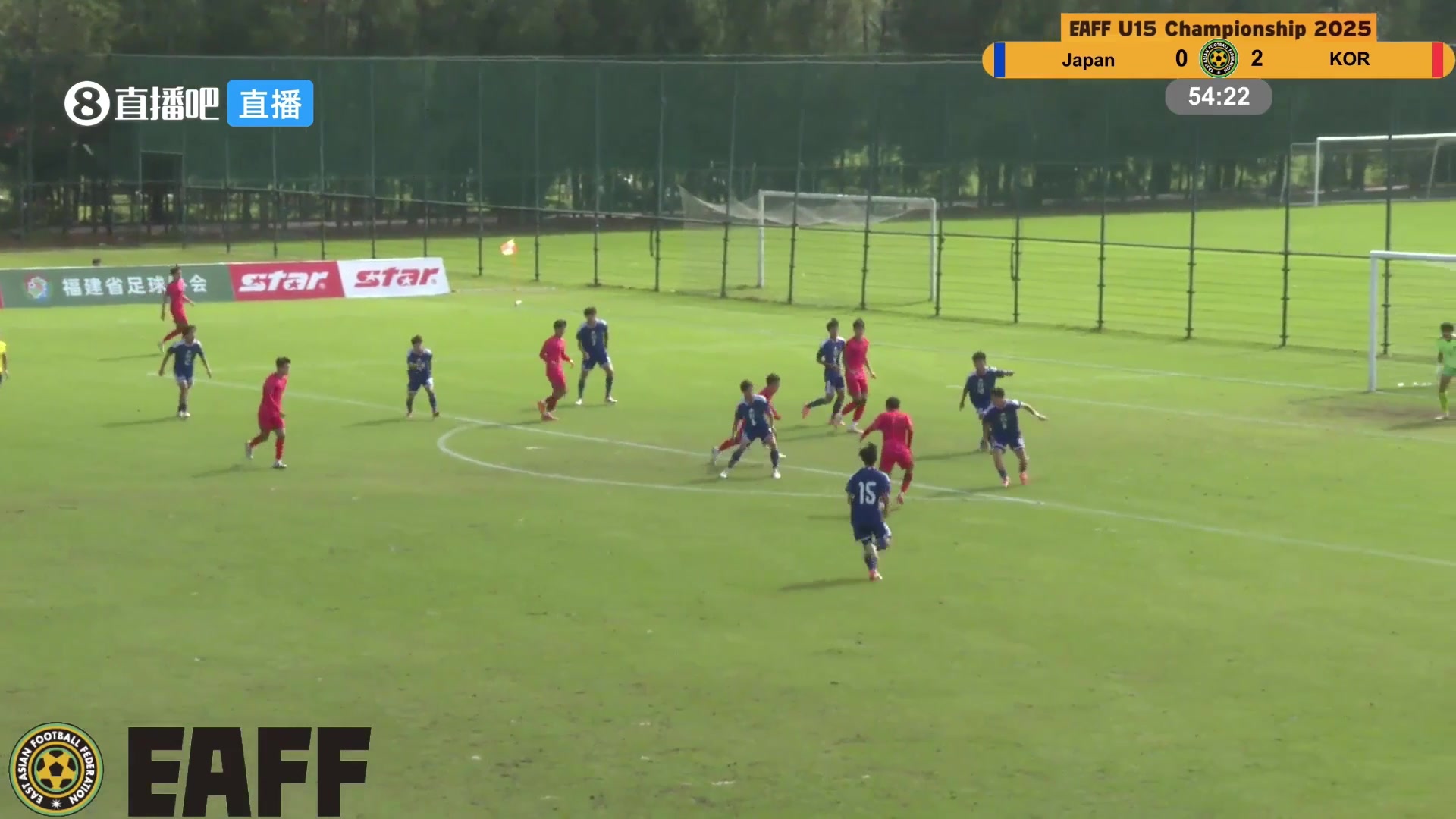 十分角！韩国U15禁区前沿搓射死角破门，韩国3-0日本！