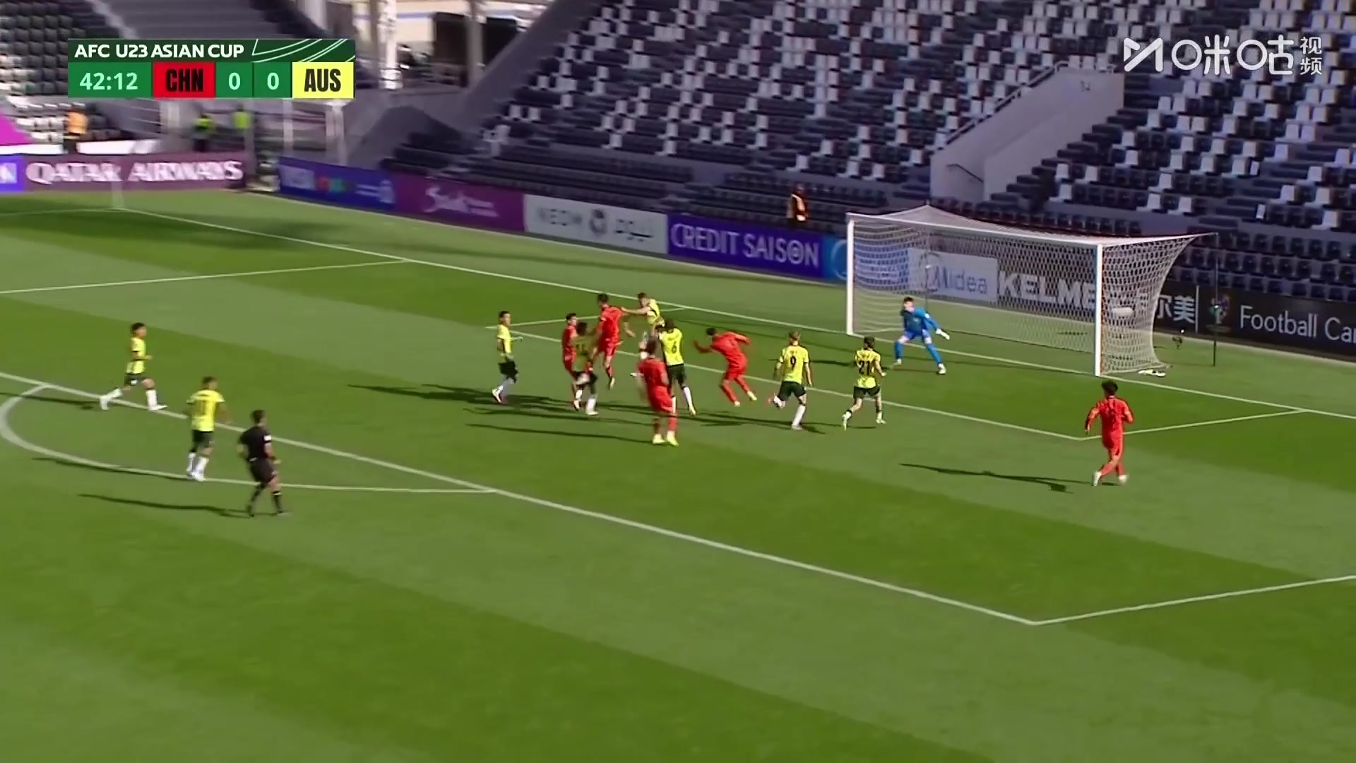 U23国足1-0领先澳大利亚❗️王钰栋开定位球，泰山彭啸破门