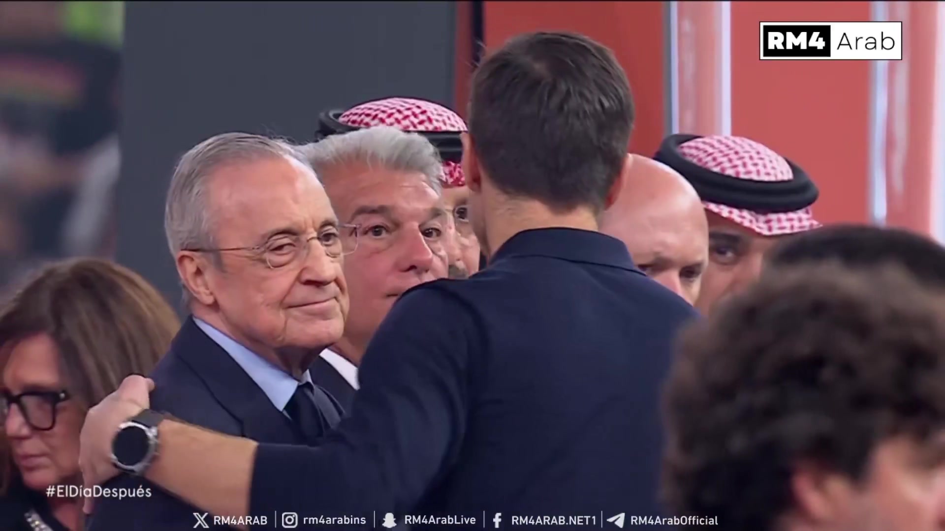 西超杯颁奖仪式上，弗洛伦蒂诺和阿隆索握手时脸色铁青