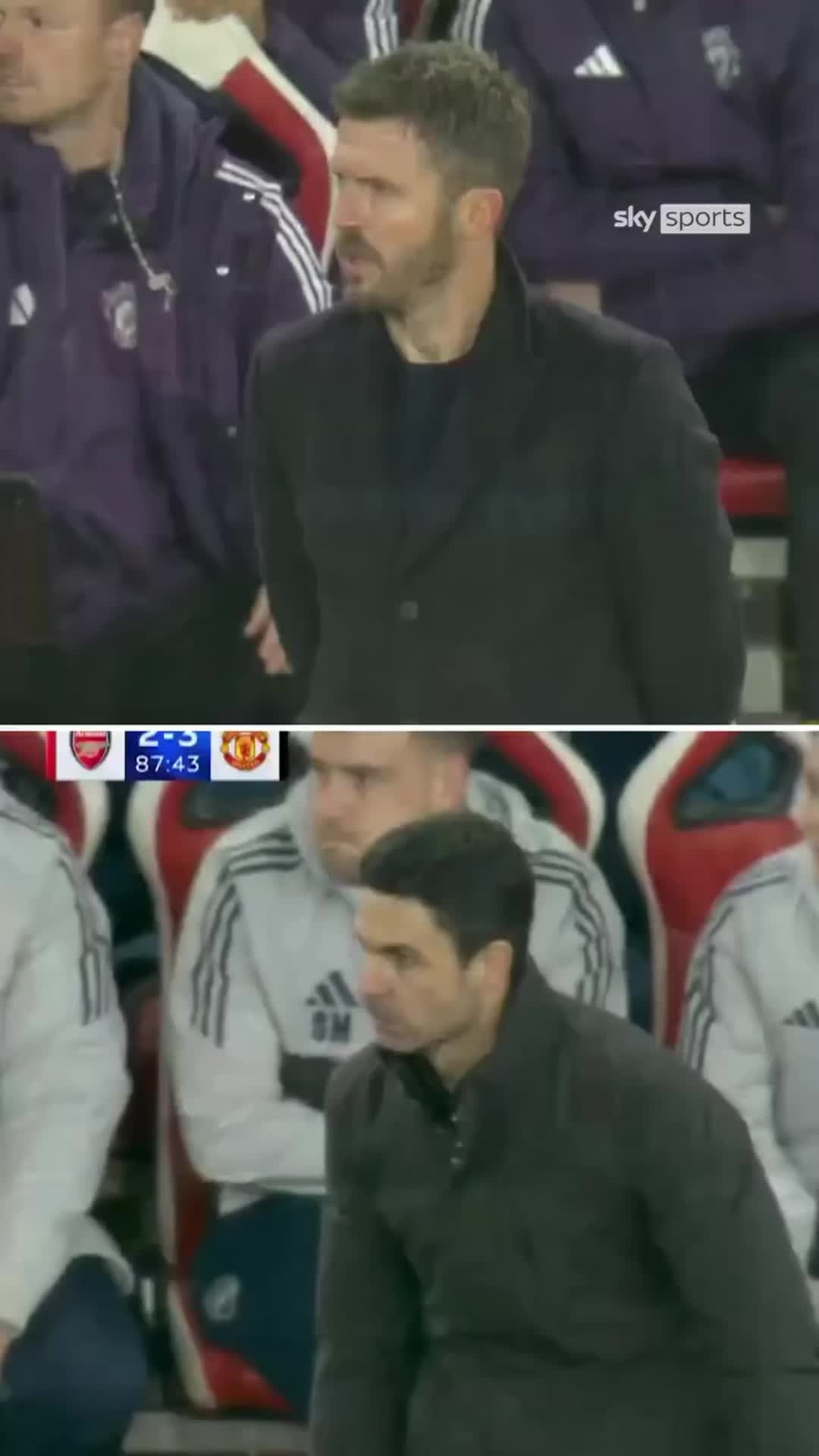 库尼亚87分钟攻入世界波后两个主教练反应