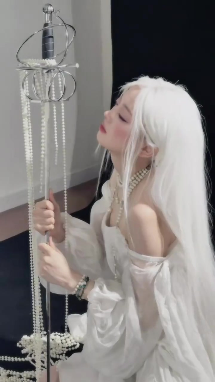 灵儿发布白发造型写真：神听不到你的祷告，我才是你唯一的救赎