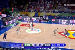 不好意思，习惯了NBA的三分线！博格丹超远三分非常坚决出手命中