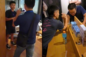 徐静雨和军哥掰手腕，疯狂赖皮，惨遭4:0