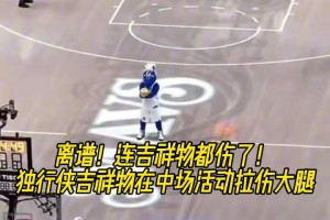 这也能伤？此前比赛中，独行侠吉祥物在中场活动时拉伤大腿！