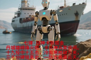 【AI绘图】机器人脚踩金块 配文《七律·战神卡斩掘金》