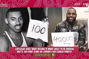 张伯伦单场百分和老詹4万分哪个更容易打破？乔治：单场百分