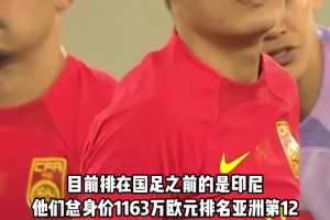 最新数据：中国男足总身价1158万欧元，仅武磊身价破百万，排名亚洲第13