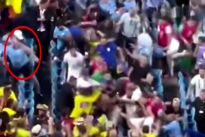 努涅斯被哥伦比亚球迷包围时，阿劳霍岳父挺身而出